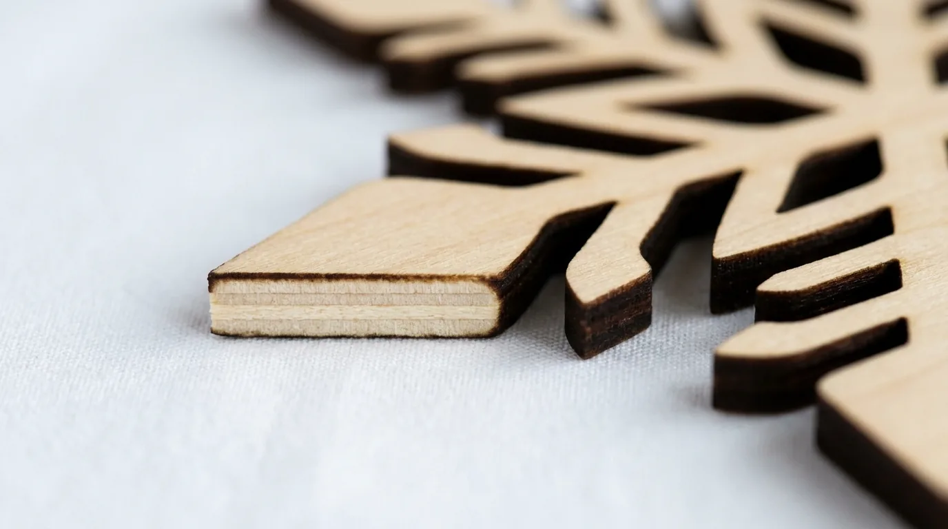 3mm basswood cut by Atomstack X7 Pro laser — clean kerf edges close-up