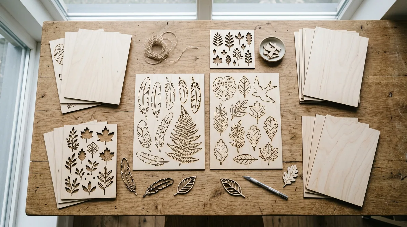 Longer RAY5 laser engraver cutting 3mm basswood sheet — clean kerf result on workshop table