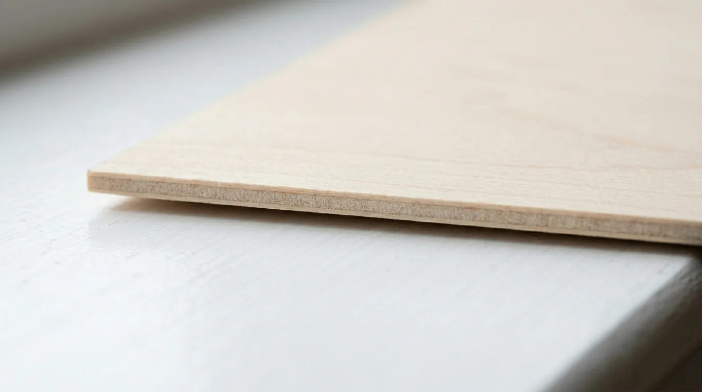 Close-up of 3mm basswood cut by Longer RAY5 20W diode laser — clean kerf with minimal charring