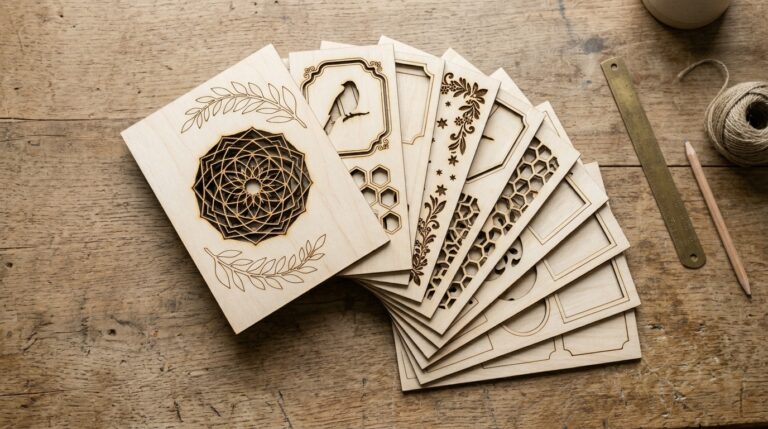 Monport CO2 laser cutter cutting 3mm basswood sheet — clean one-pass cut result on workshop table