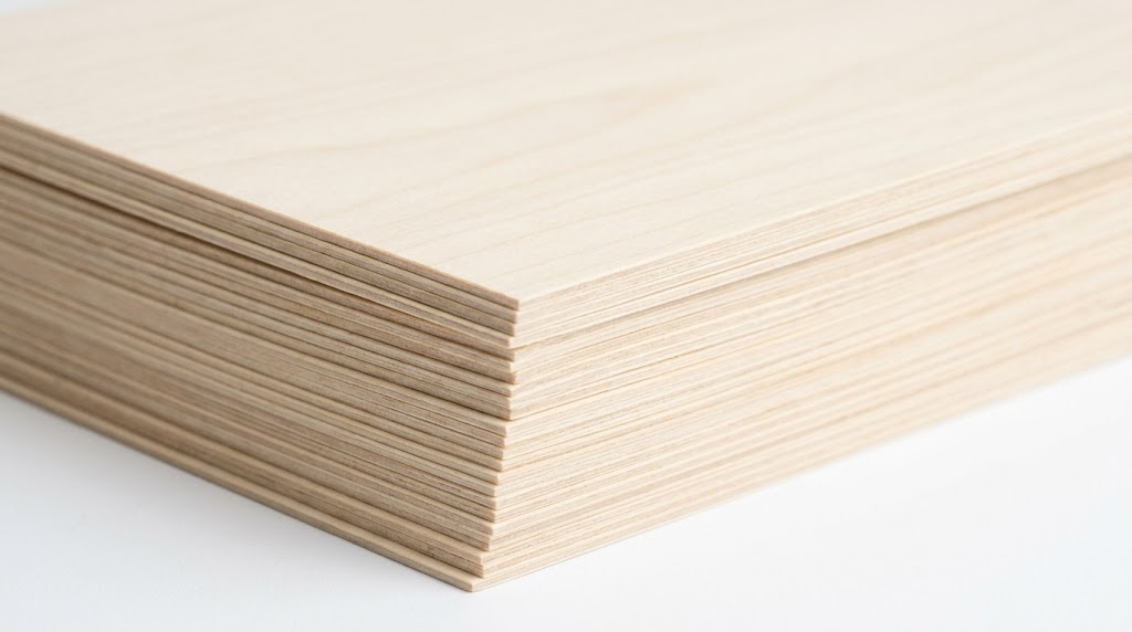 OMTech 40W single-pass basswood cut — clean edge with -1mm defocus and 40 PSI air assist