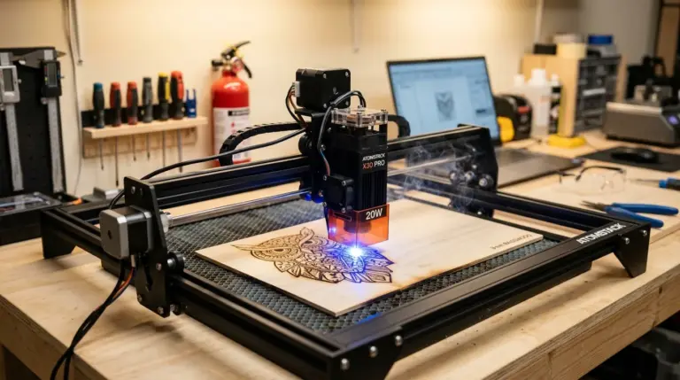 Atomstack X30 Pro laser engraver cutting 3mm basswood sheet with clean kerf and minimal char
