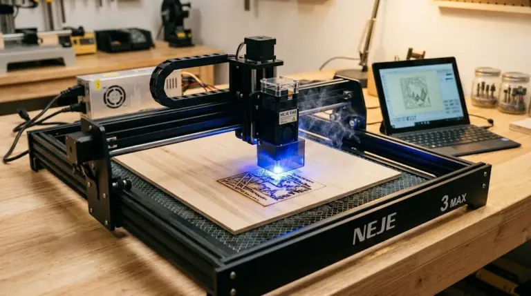 NEJE 3 Max laser engraver cutting 3mm basswood sheet
