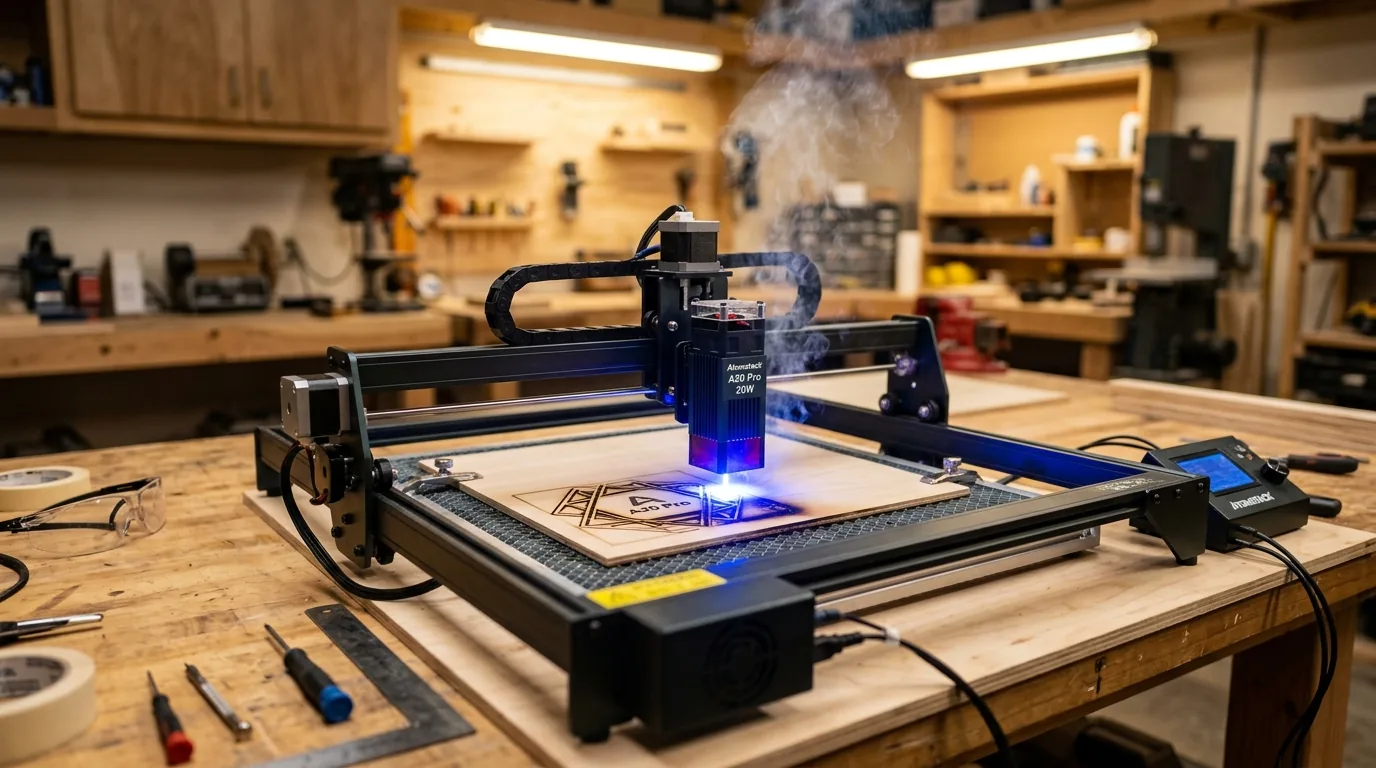 Atomstack A20 Pro laser engraver cutting 3mm basswood sheet