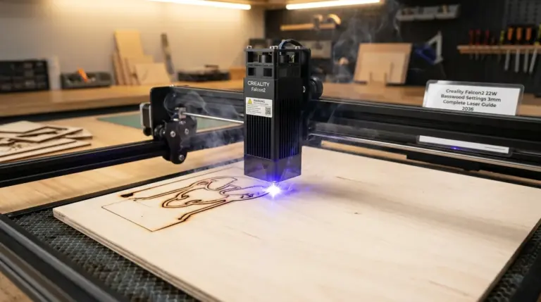 Creality Falcon2 22W laser engraver cutting 3mm basswood sheet