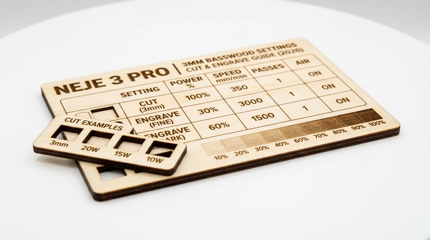 NEJE 3 Pro laser engraver cutting 3mm basswood sheet