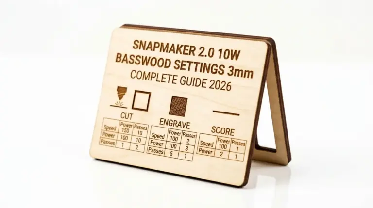 Snapmaker 2.0 10W laser engraver cutting 3mm basswood sheet