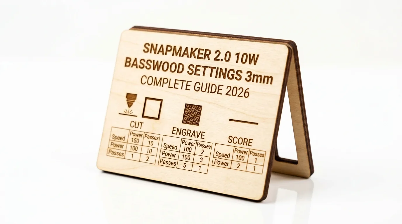 Snapmaker 2.0 10W laser engraver cutting 3mm basswood sheet