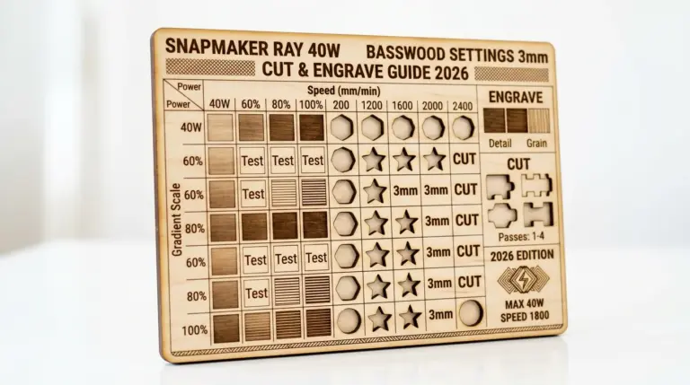 Snapmaker Ray 40W laser engraver cutting 3mm basswood sheet