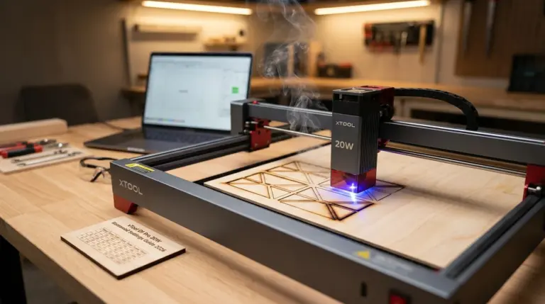xTool D1 Pro 20W laser engraver cutting 3mm basswood sheet